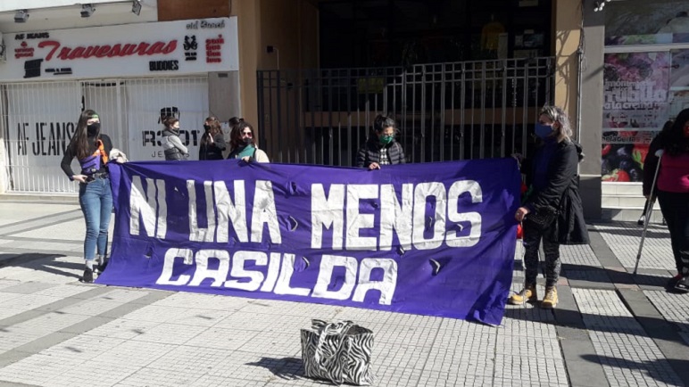 La concentración se realizó en la peatonal Sarmiento.