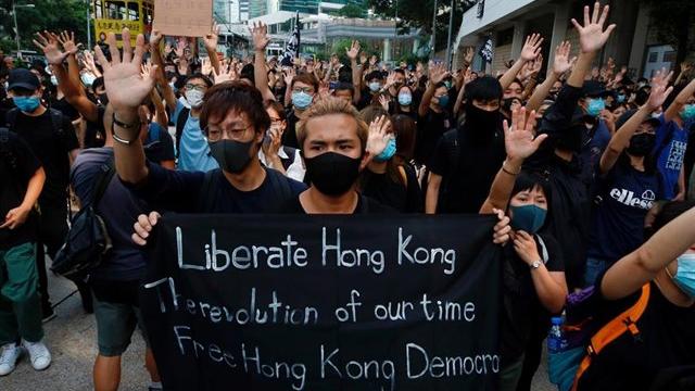 Manifestantes antigubernamentales en Hong Kong.