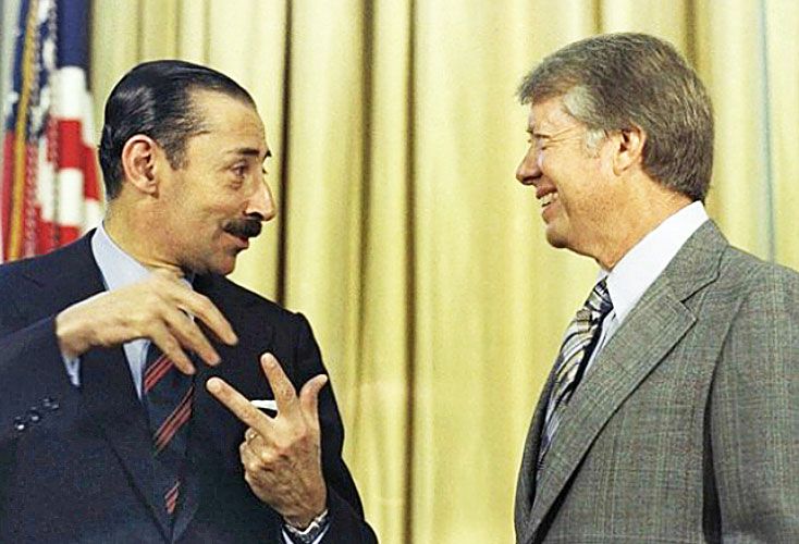 Jorge Videla fue recibido por James Carter en la Casa Blanca en septiembre de 1977.