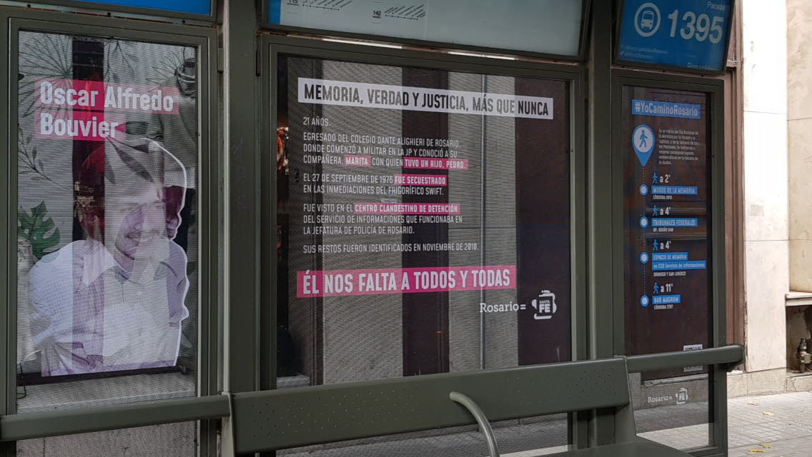 Intervienen paradas de colectivos con historias de desaparecidos rosarinos