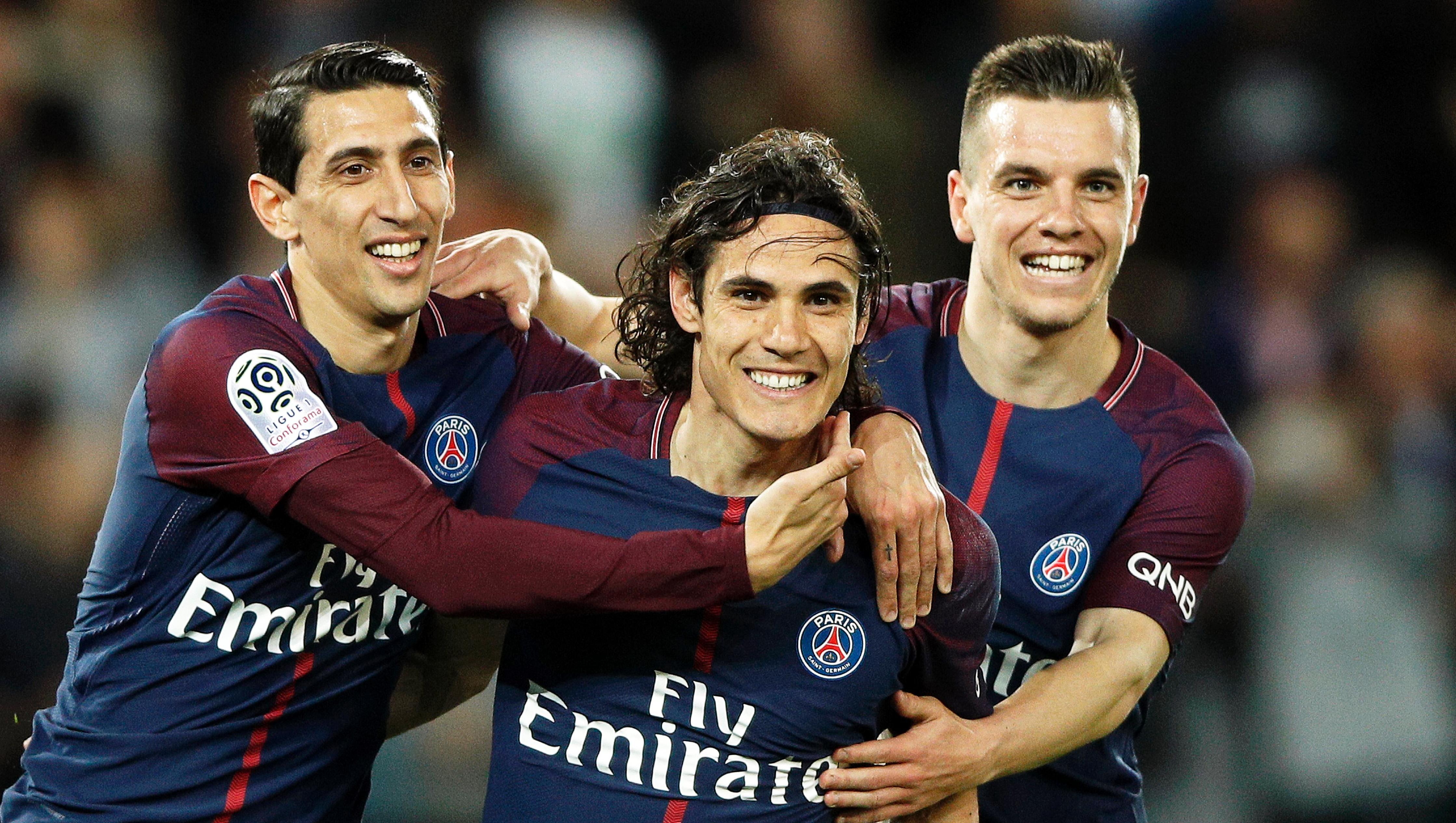 Di María, Cavani y Lo Celso celebran el campeonato.