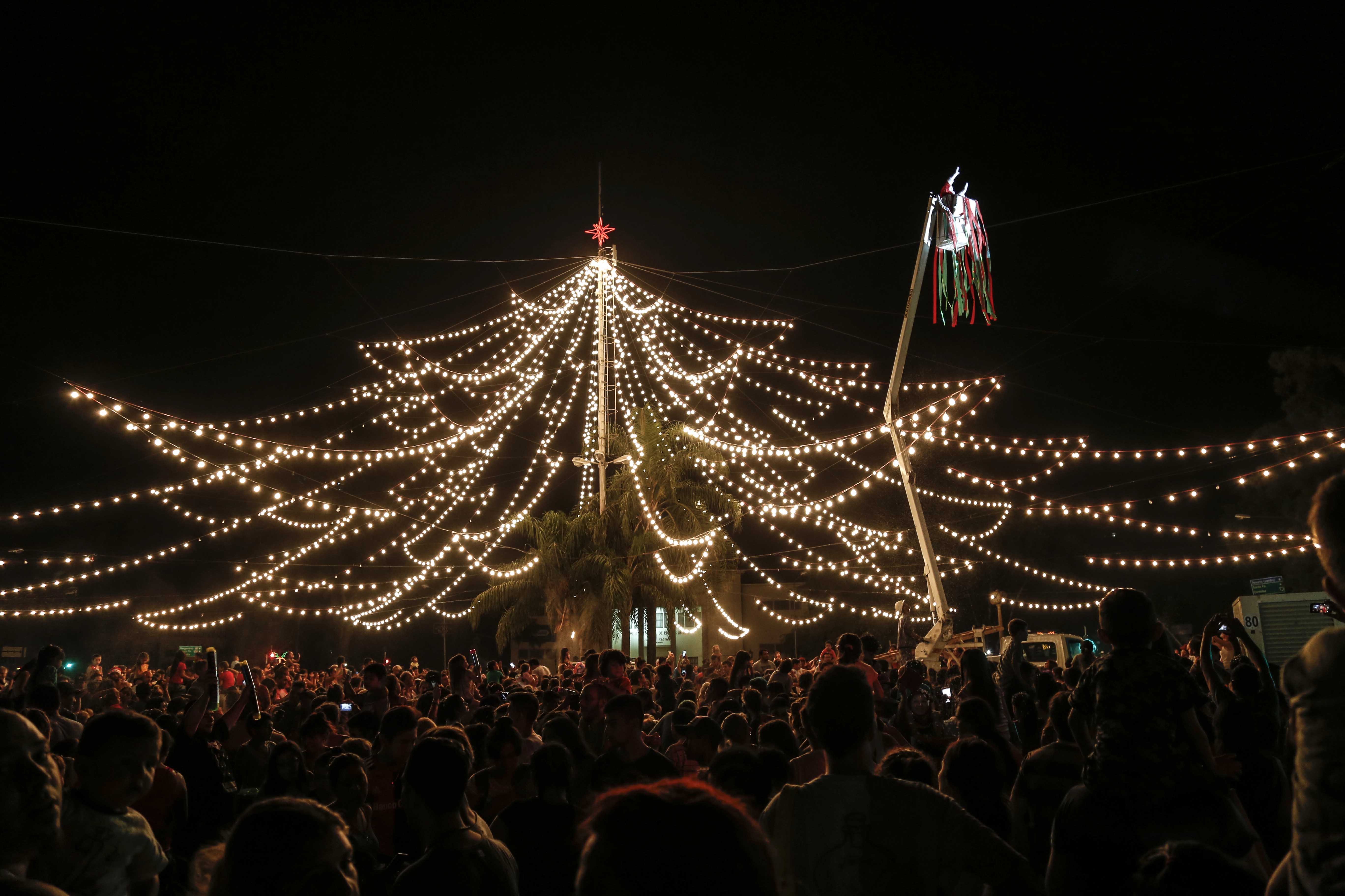 La Navidad se encendió con el tradicional árbol de Pellegrini y Oroño