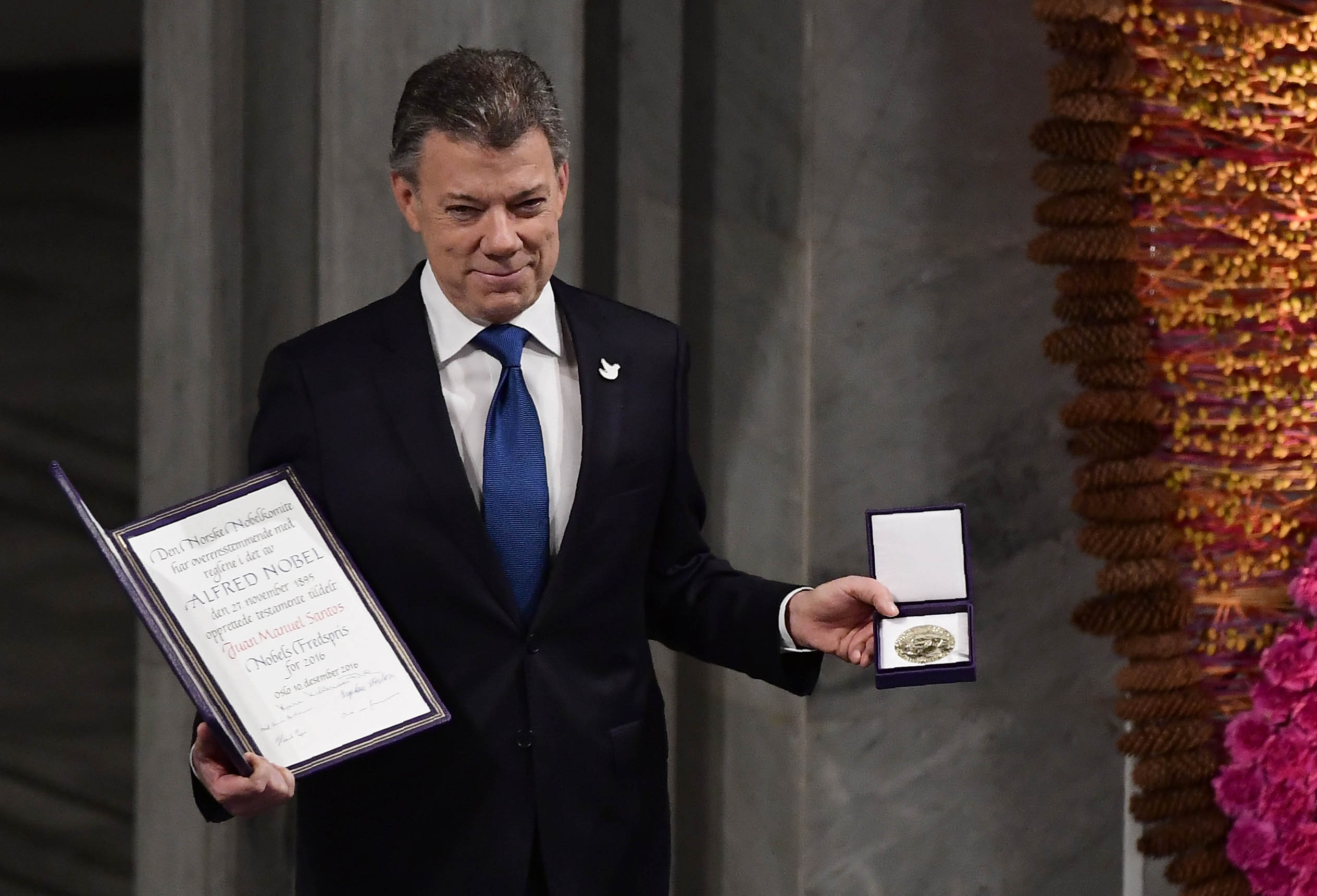 Juan Manuel Santos recibió el premio Nobel de la Paz