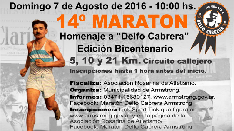 El afiche que publicita la Maratón Delfo Cabrera.