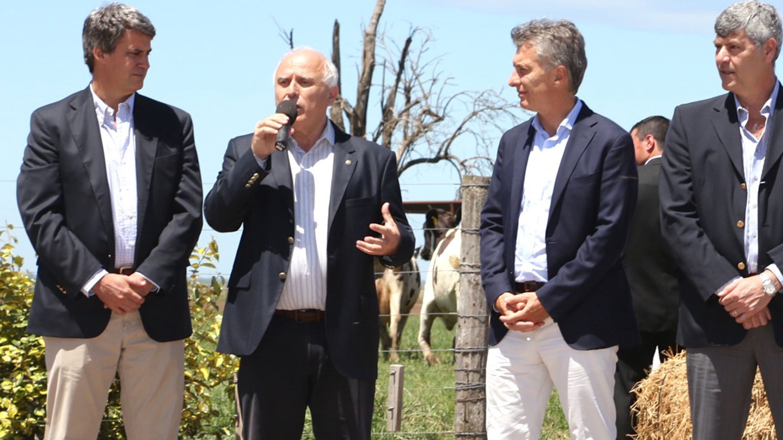 Prat Gay, Lifschitz, Macri, Buryaile y el intendente Freyre, hoy en Venado Tuerto.