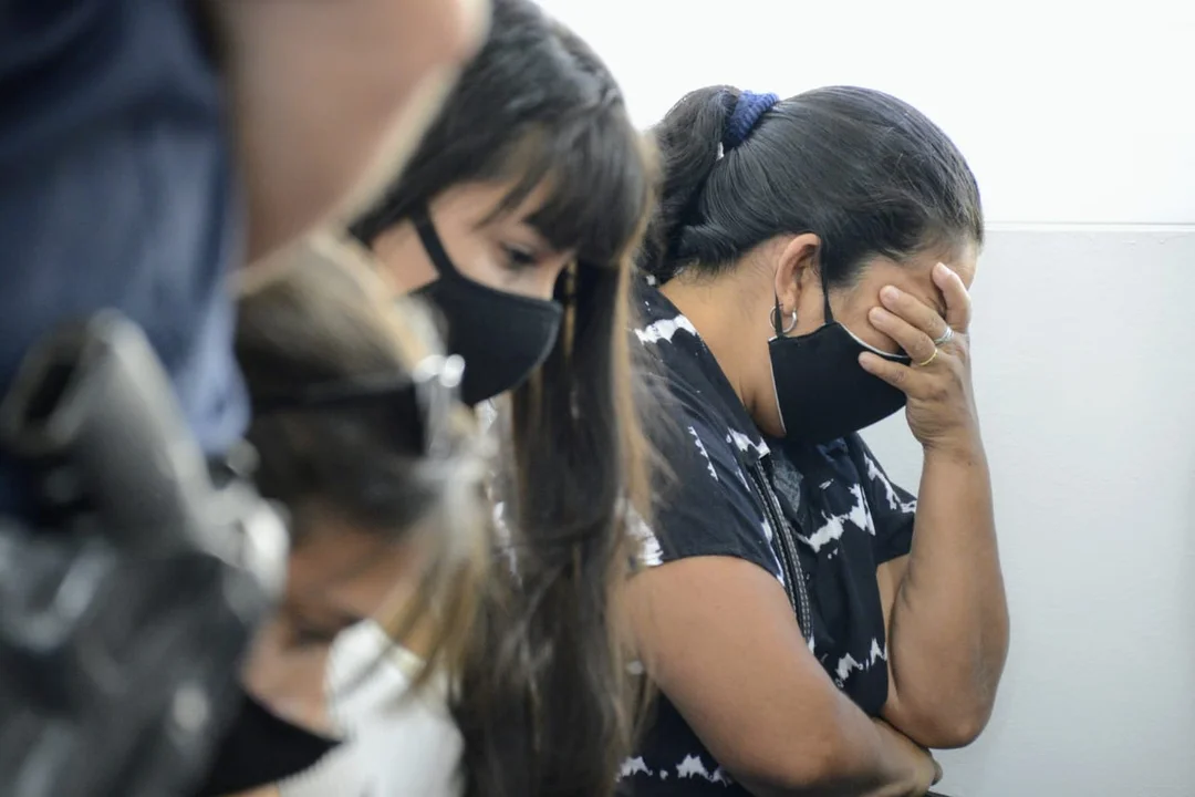 Una de las hermanas de María del Rosario, al momento de la lectura del fallo.