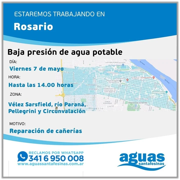 Una reparación puede afectar este viernes el servicio de agua potable