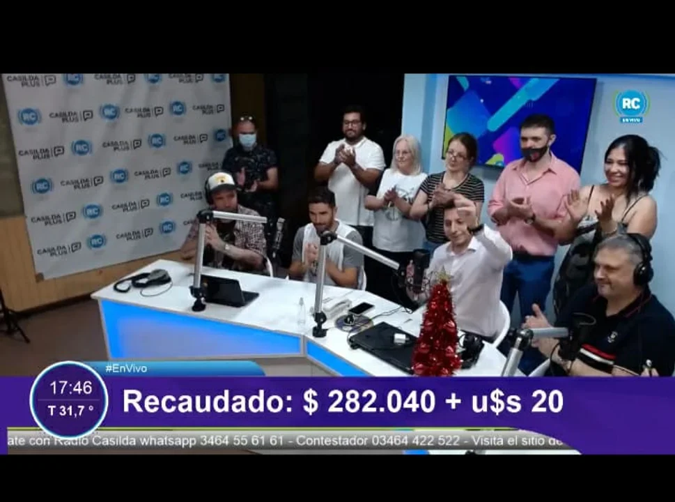 El momento en el que se anunció al aire el monto obtenido.