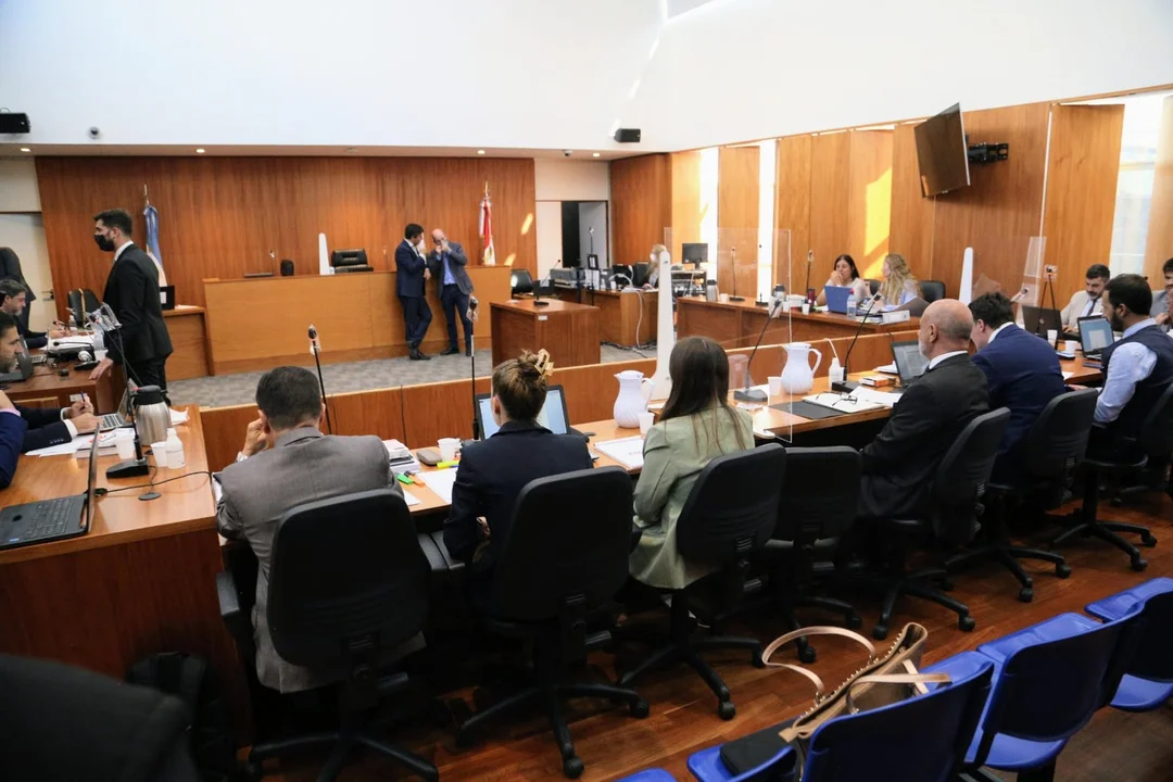 La sala de audiencias, en el Centro de Justicia Penal. (RosarioPlus)