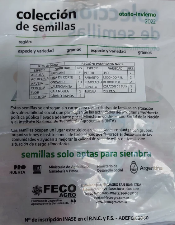 El Programa Pro-Huerta del INTA entregó semillas de temporada otoño-invierno