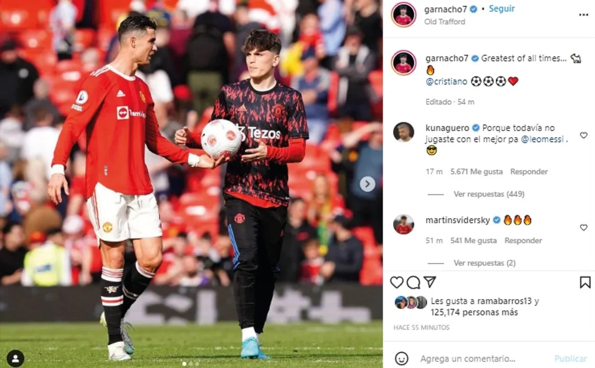 Otro sueño cumplido para Garnacho y otra picardía del Kun Agüero