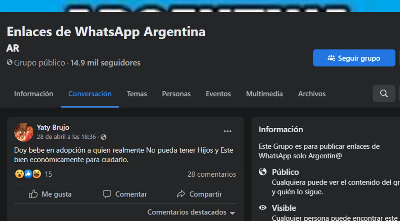 Detuvieron a un hombre que ofrecía a su bebé en un grupo de Facebook
