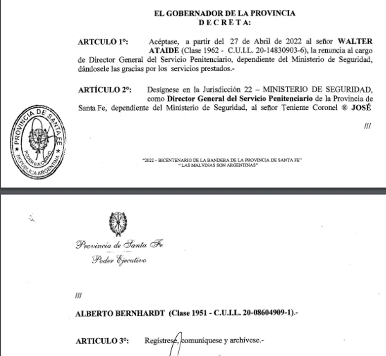 Perotti designó a un ex agente del Batallón 601 en el Servicio Penitenciario