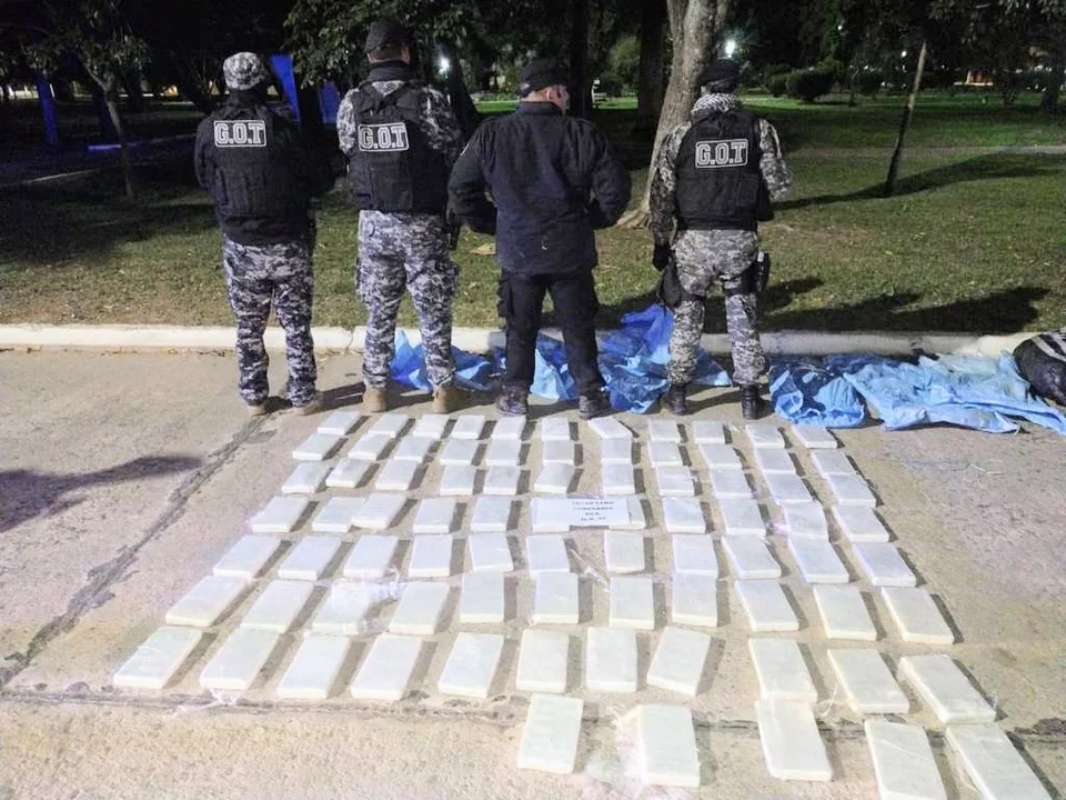 Hallaron en una zona rural del sur de Santa Fe 84 kilos de cocaína