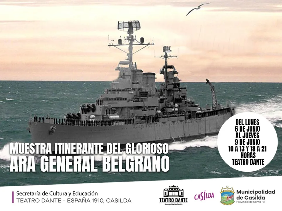 Se realizará la muestra itinerante del glorioso ARA General Belgrano