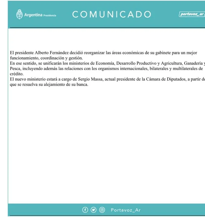 Massa asumirá como titular de un súper ministerio unificado