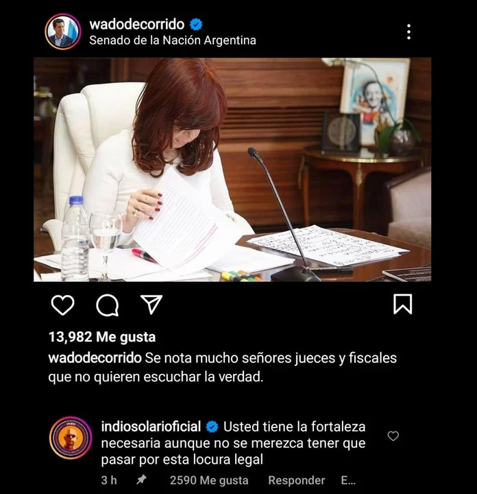 El Indio apoyó a Cristina Kirchner: "Usted tiene la fortaleza necesaria"