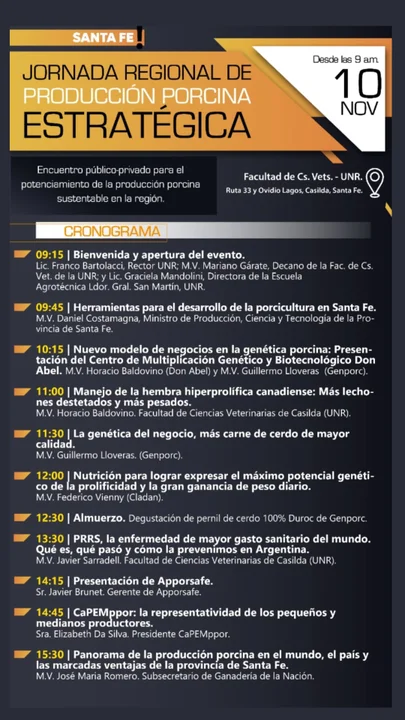 Se realizará una jornada de producción porcina estratégica en la ciudad