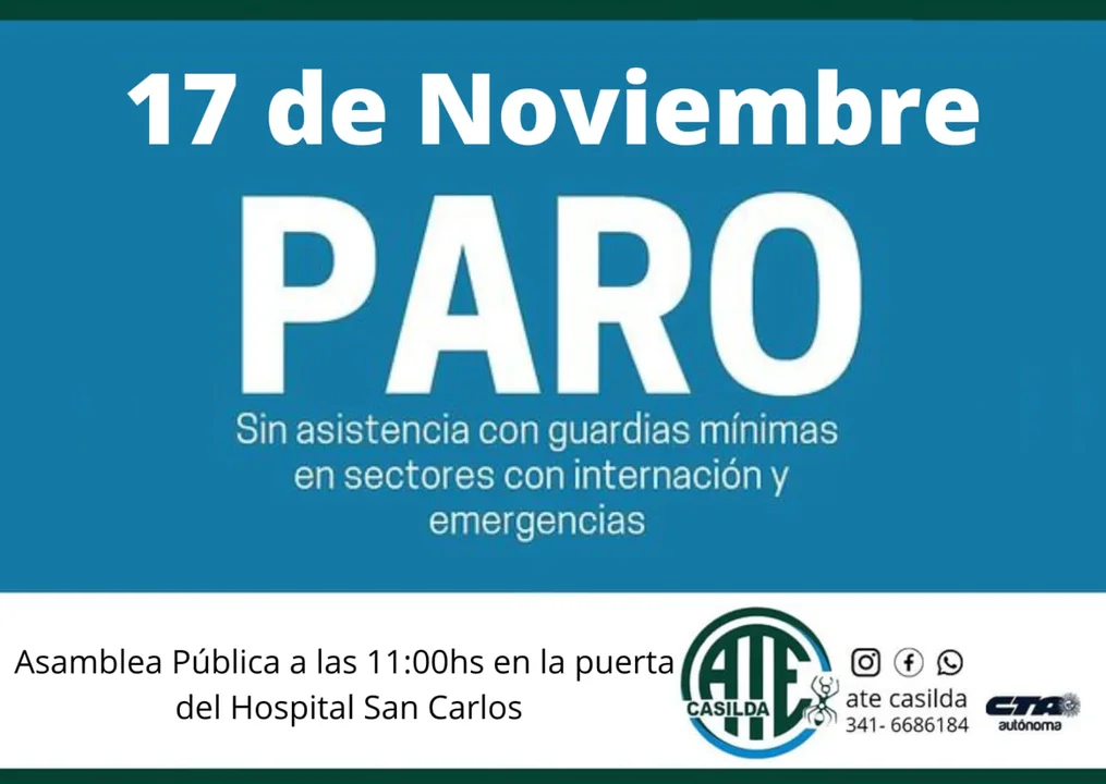 ATE Casilda se suma al paro nacional de los trabajadores de la salud