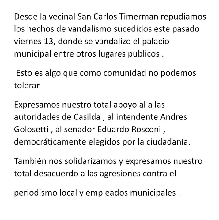 Distintas personalidades e instituciones repudiaron los hechos ocurridos el viernes
