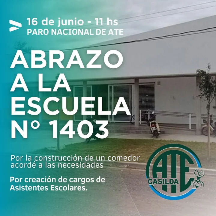 Convocan a un abrazo solidario para la Escuela N° 1403