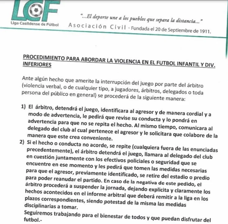 El protocolo para abordar la violencia en las canchas que elaboró la Liga Casildense