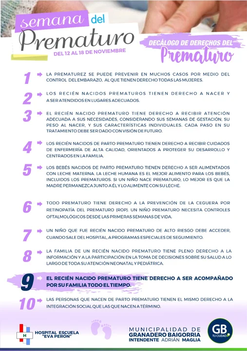 En su día, se destacan los derechos fundamentales de los niños prematuros