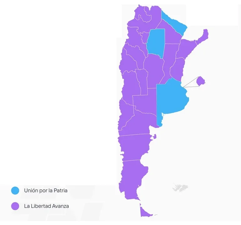 El violeta libertario pintó casi todo el mapa