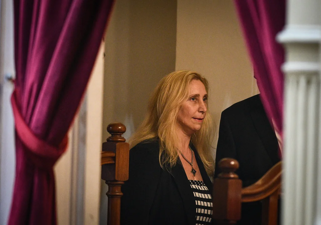 En plena incertidumbre sobre la hora de la votacion, Karina Milei se hizo presente en diputados. (Fotografía: Télam)