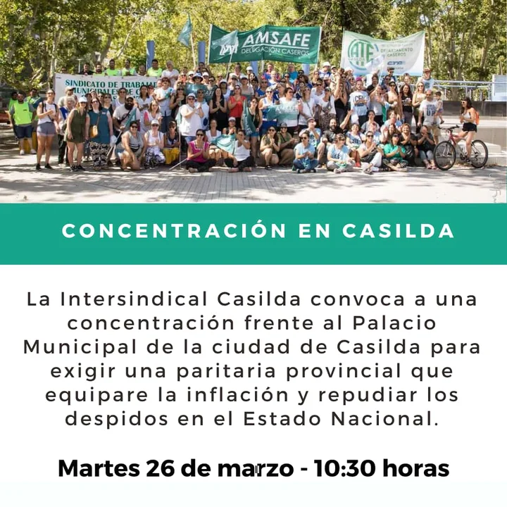 La Intersindical Casilda acompaña la lucha de docentes y empleados estatales