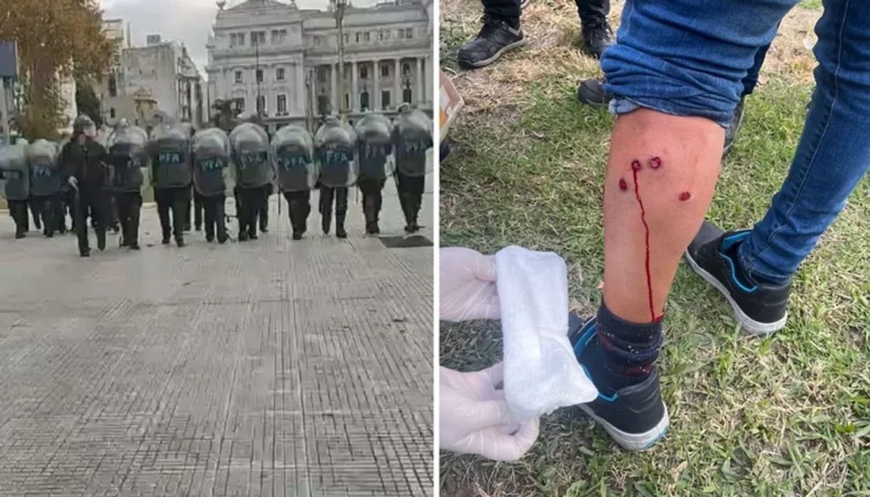 Gases y balazos de goma contra la movilización frente al Congreso