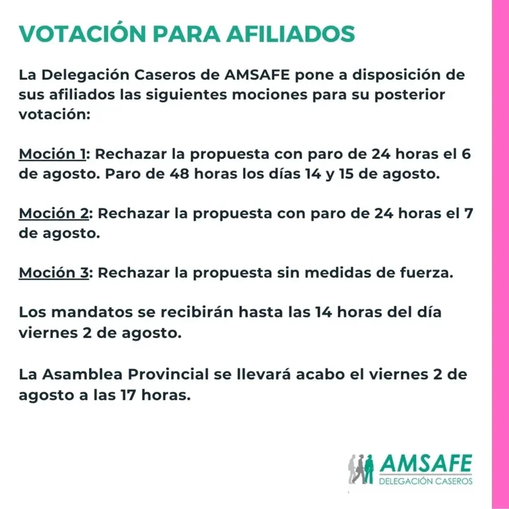 Paritarias: todas las propuestas de Amsafé Caseros son por el rechazo