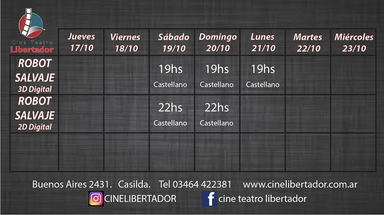 Doble función para este fin de semana en el cine local