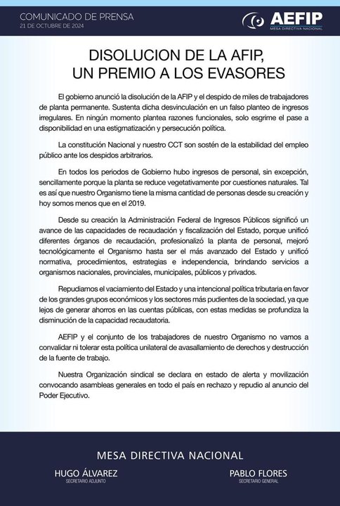 Empleados de la Afip en alerta: "Estigmatización y persecución política"