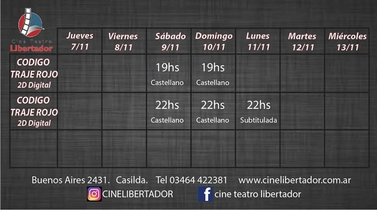 Días y horarios para esta semana.