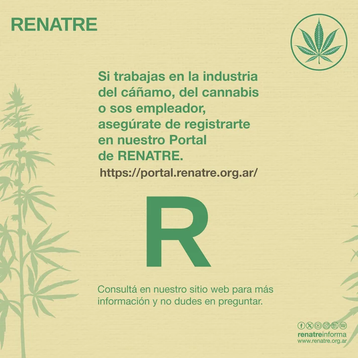 Renatre sumará a trabajadores del Cáñamo Industrial y Cannabis Medicinal